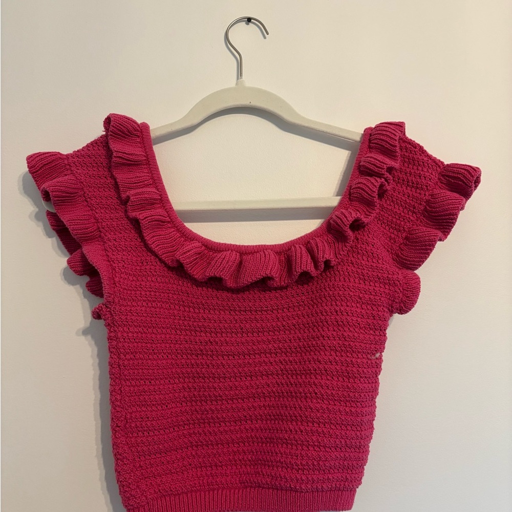 Ruffled Knit Pink Top